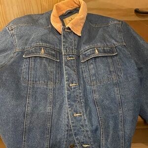 Men's Blue Denim Bomber Jacket with Corduroy Collar